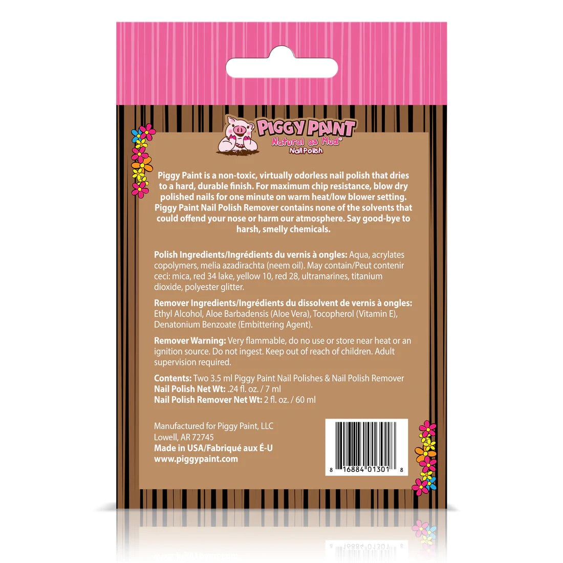 Piggy Paint 2 Nail Polish + Nail Polish Remover Box Set