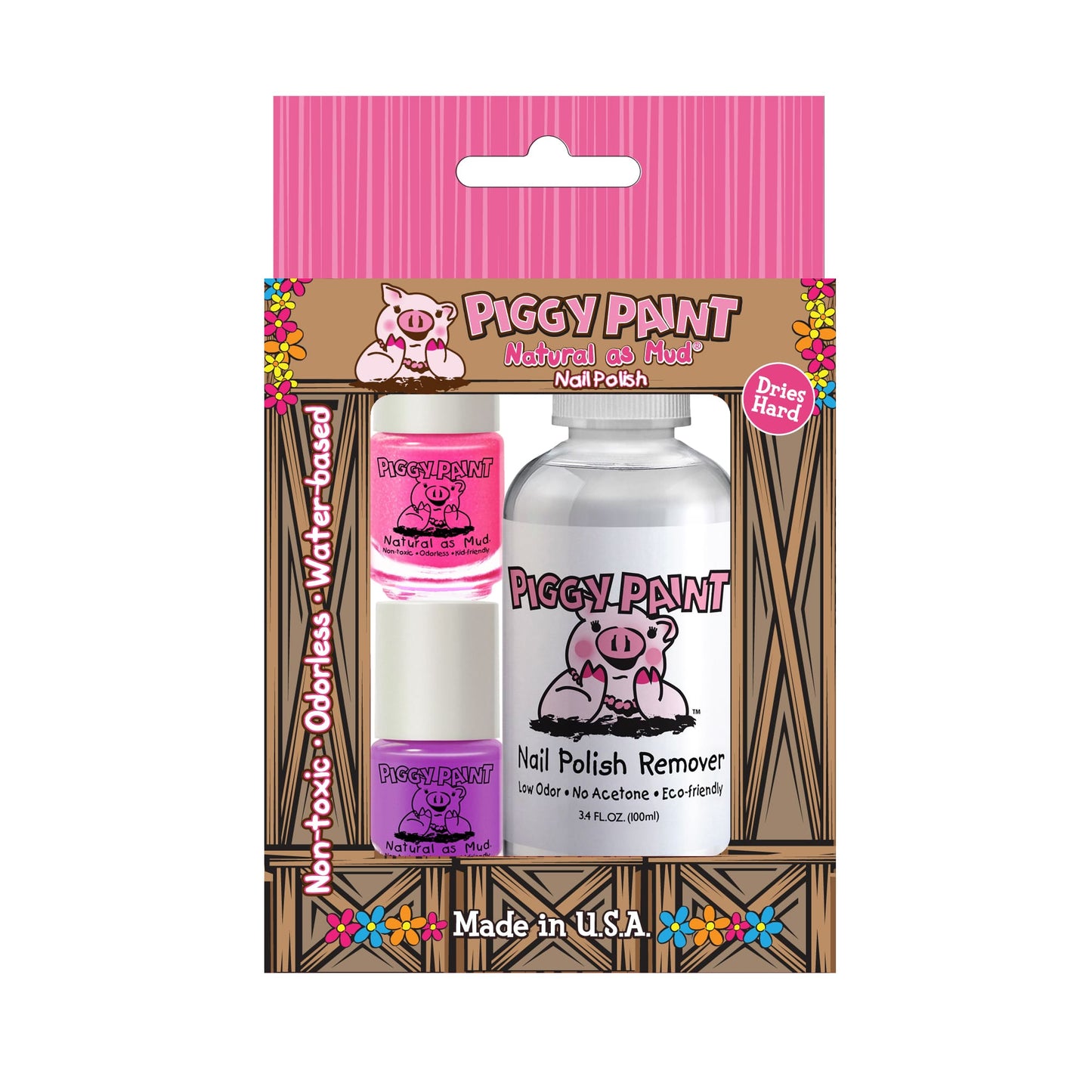 Piggy Paint 2 Nail Polish + Nail Polish Remover Box Set