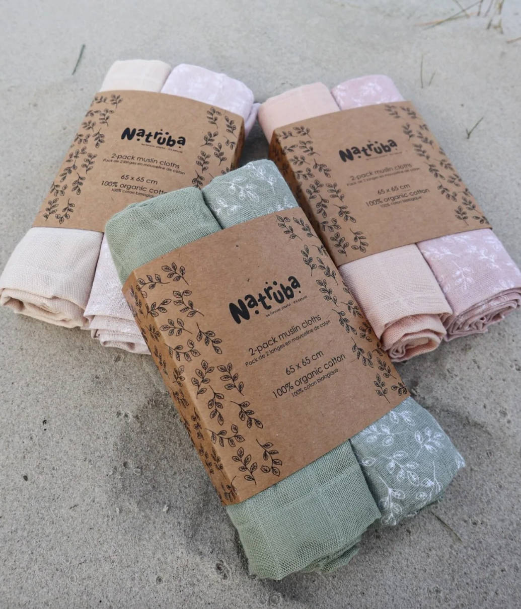 Natruba 100% Organic Muslin Cloth (2-Pack)