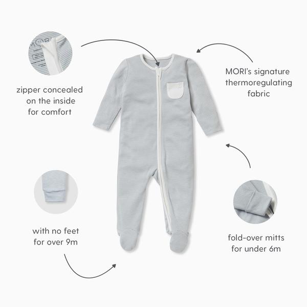 Baby Mori Signature Organic Cotton and Bamboo Zip-Up Sleepsuit