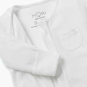 Open image in slideshow, Baby Mori Signature Organic Cotton and Bamboo Zip-Up Sleepsuit
